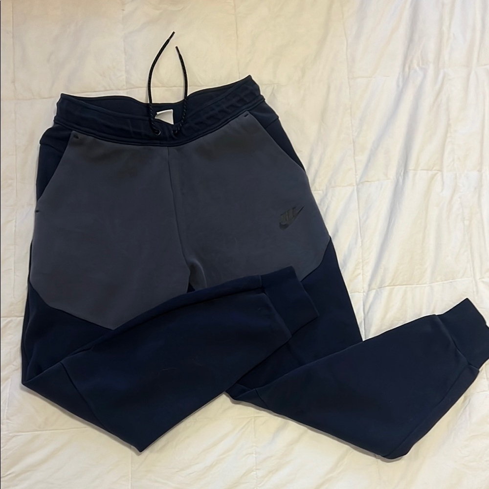 Nike Tech two tone navy blue and light blue Joggers with Elastic Cuffs